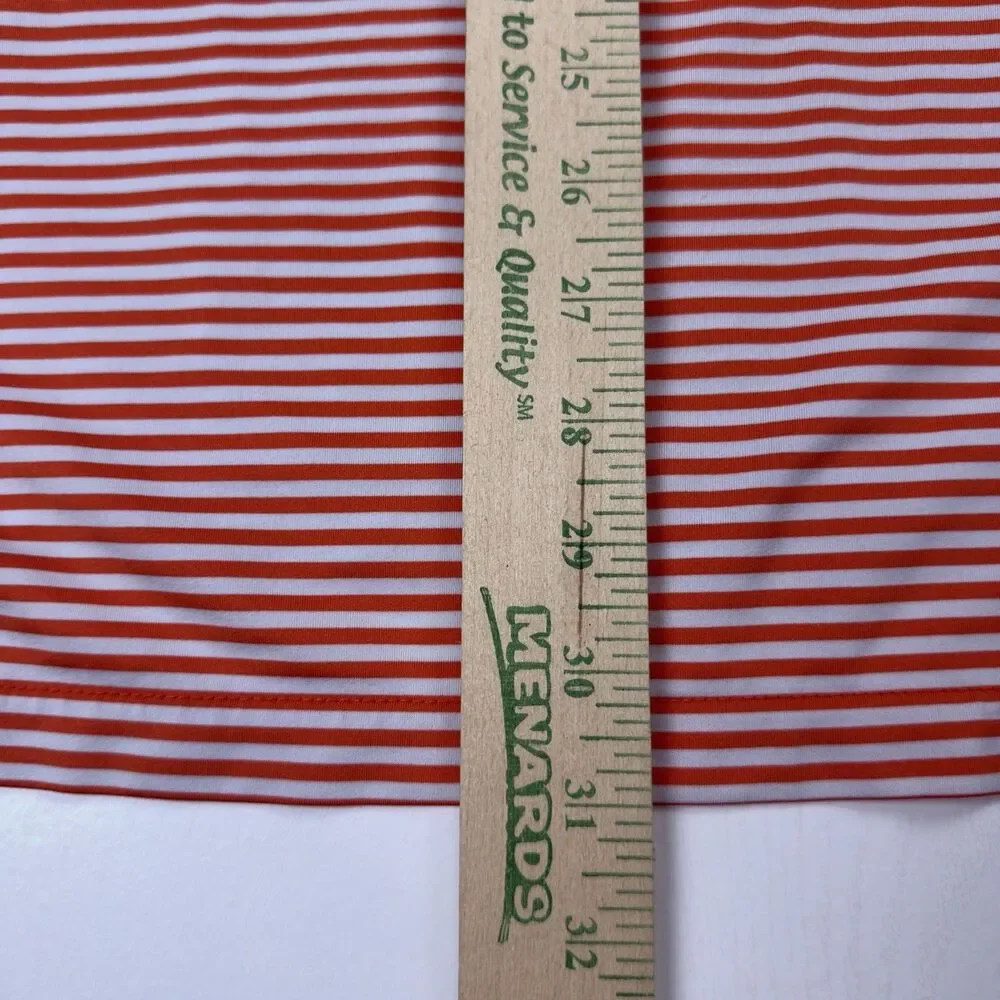 RLX Ralph Lauren Golf Polo Mens L Orange, White Stripe 2016 US Open Oakmont